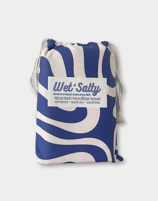 Beach Towel - Quick Dry, Compact & Sand Free - Large (160 x 80cm) -  Blue & White Fusion