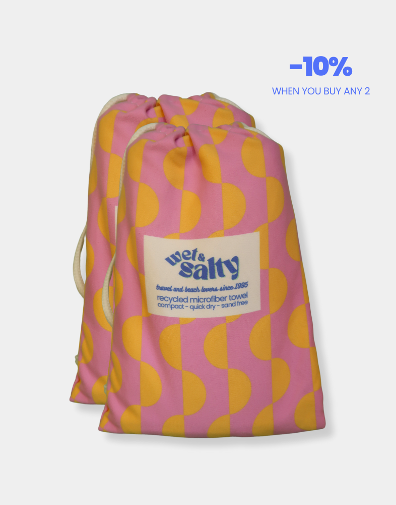 Serviette de plage - Séchage rapide, compacte et sans sable - Grande (160 x 80 cm) - Orange et rose