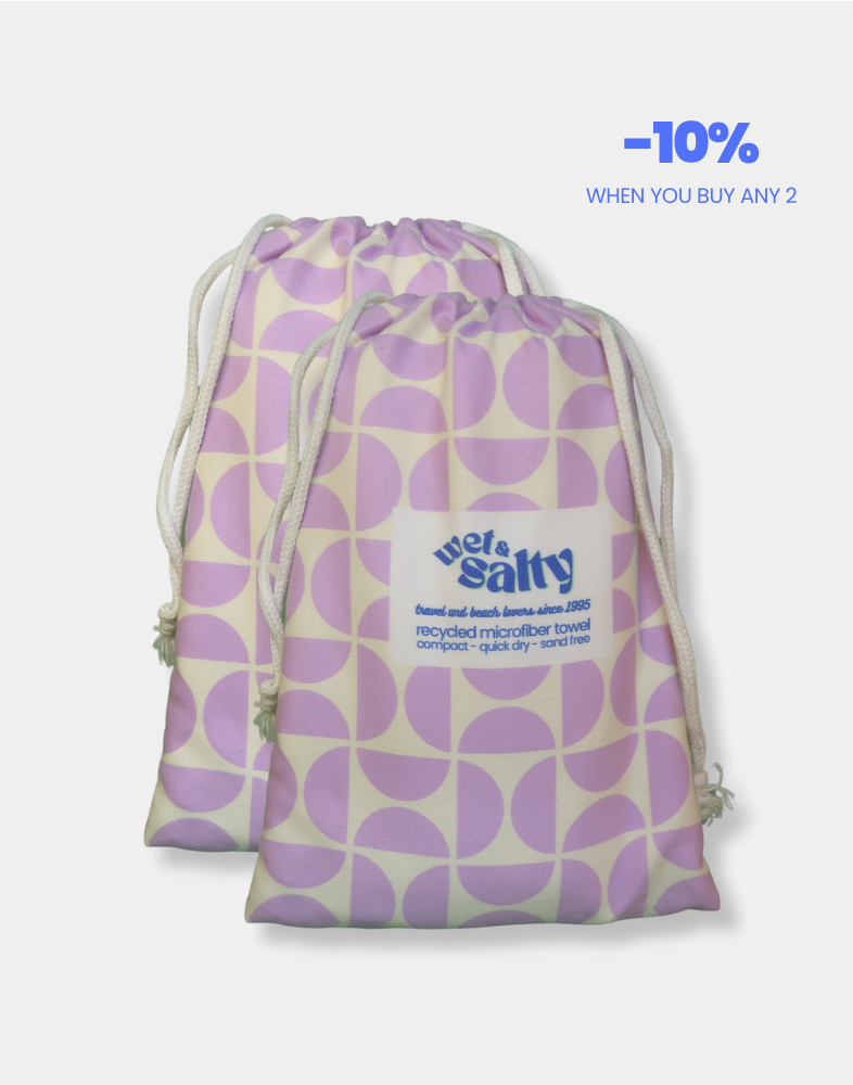 Serviette de plage - Séchage rapide, compacte et sans sable - Grande (160 x 80 cm) - Violet et blanc