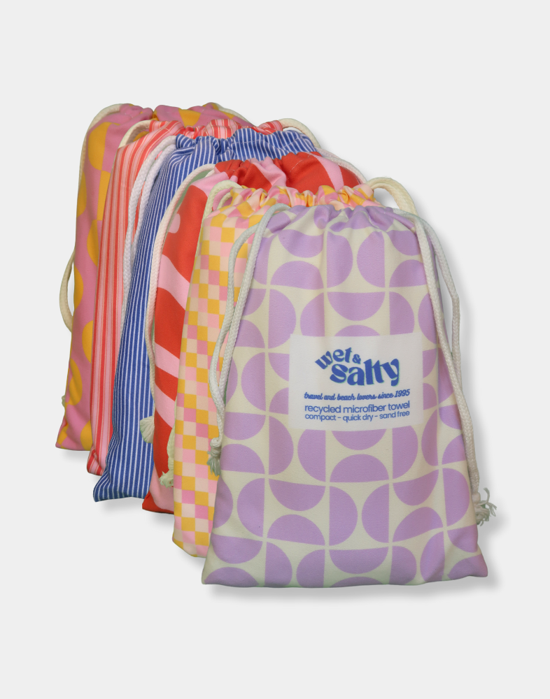 Serviette de plage - Séchage rapide, compacte et sans sable - Grande (160 x 80 cm) - Violet et blanc