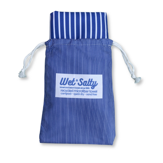 Serviette de plage - Séchage rapide, compacte et sans sable - Grande (160 x 80 cm) - Rayures bleues et vertes