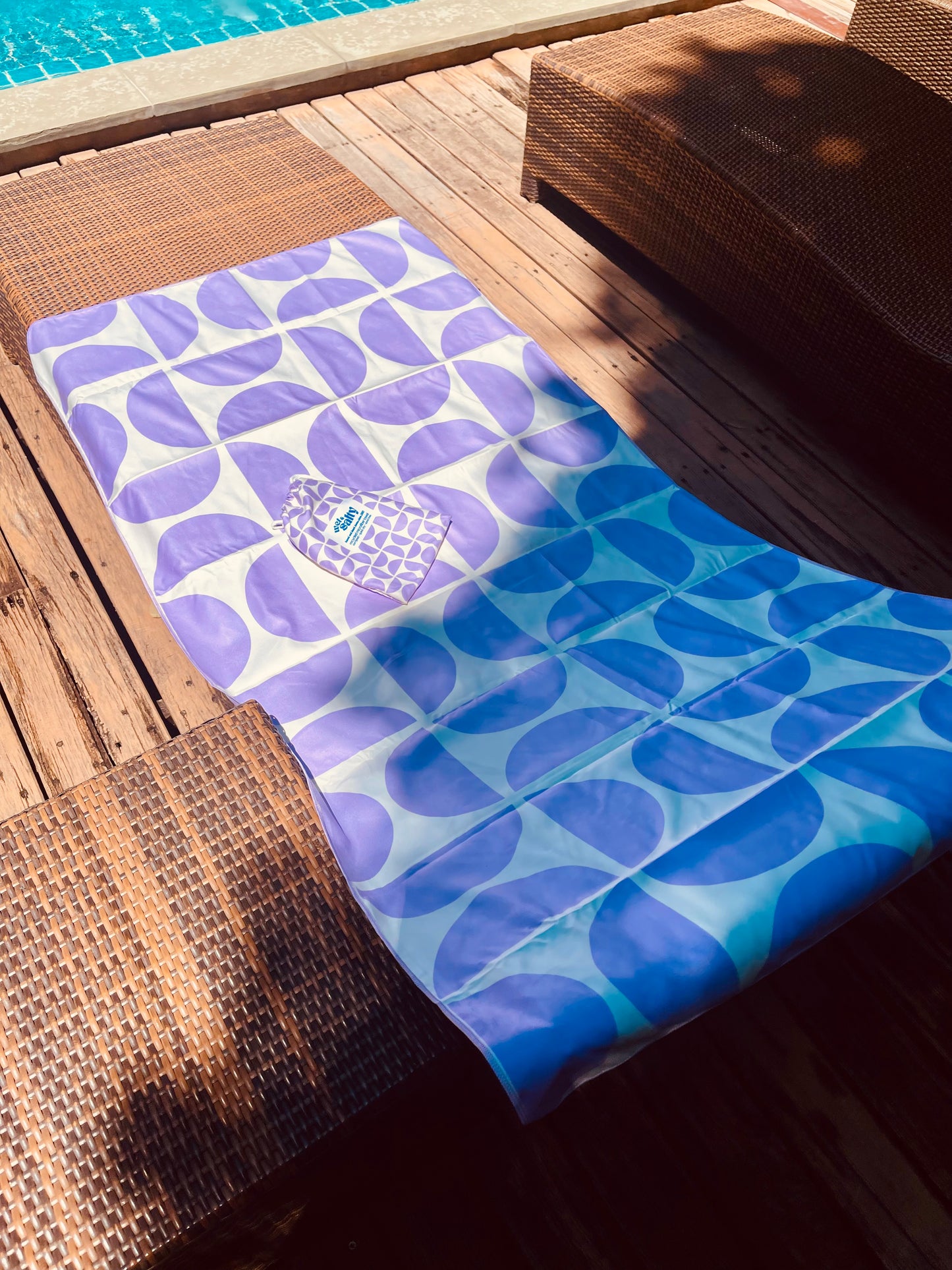 Beach Towel - Quick Dry, Compact & Sand Free - Large (160 x 80cm) - Lavender Geometry