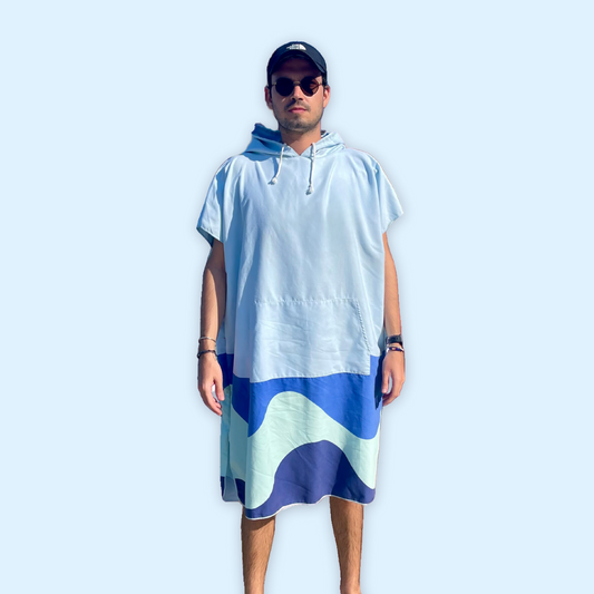 Men Beach Poncho - Recycled Microfiber - 85 x 110cm - Surf Poncho - Compact, Quick Dry & Sand Free